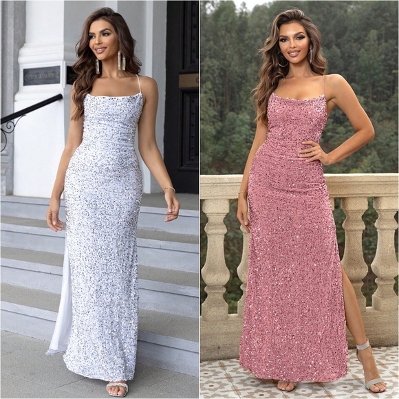 Starlight Sequin Backless Dress - Black - Picture 11 of 12